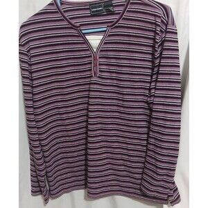 Bobbie Brooks Purple Striped Knit Top ~ Size Large 14/16